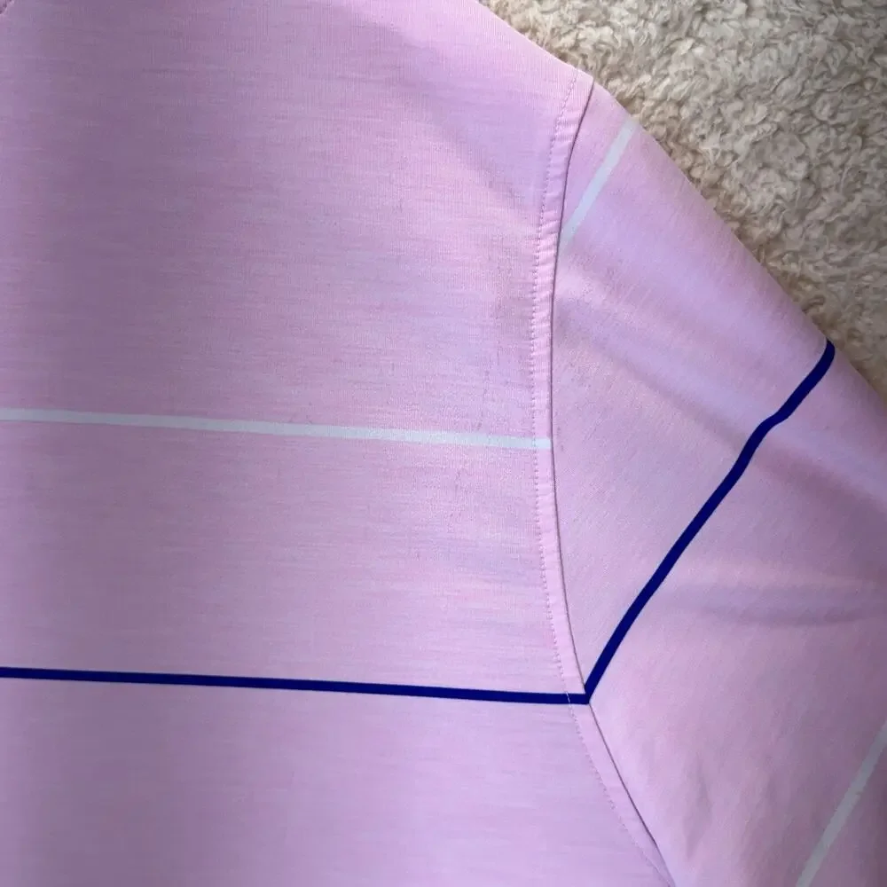 Footjoy FJ Collared Polo Golf Shirt XL Pink Striped Short Sleeve Travel Casual - Picture 14 of 16